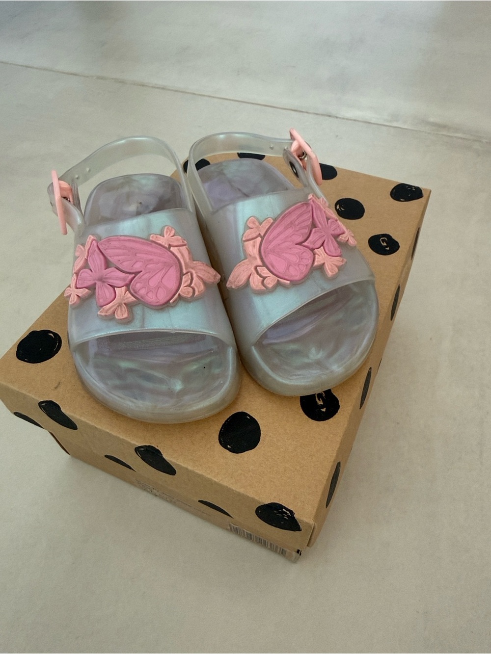 Sophia Webster Mini Iridescent Jelly Slides with Pink Butterflies Toddler 7
